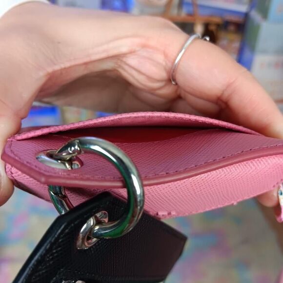NIB PRADA Pink/Black Saffiano Leather Puppy Key Charm Card Holders Set $550 - Picture 11 of 13